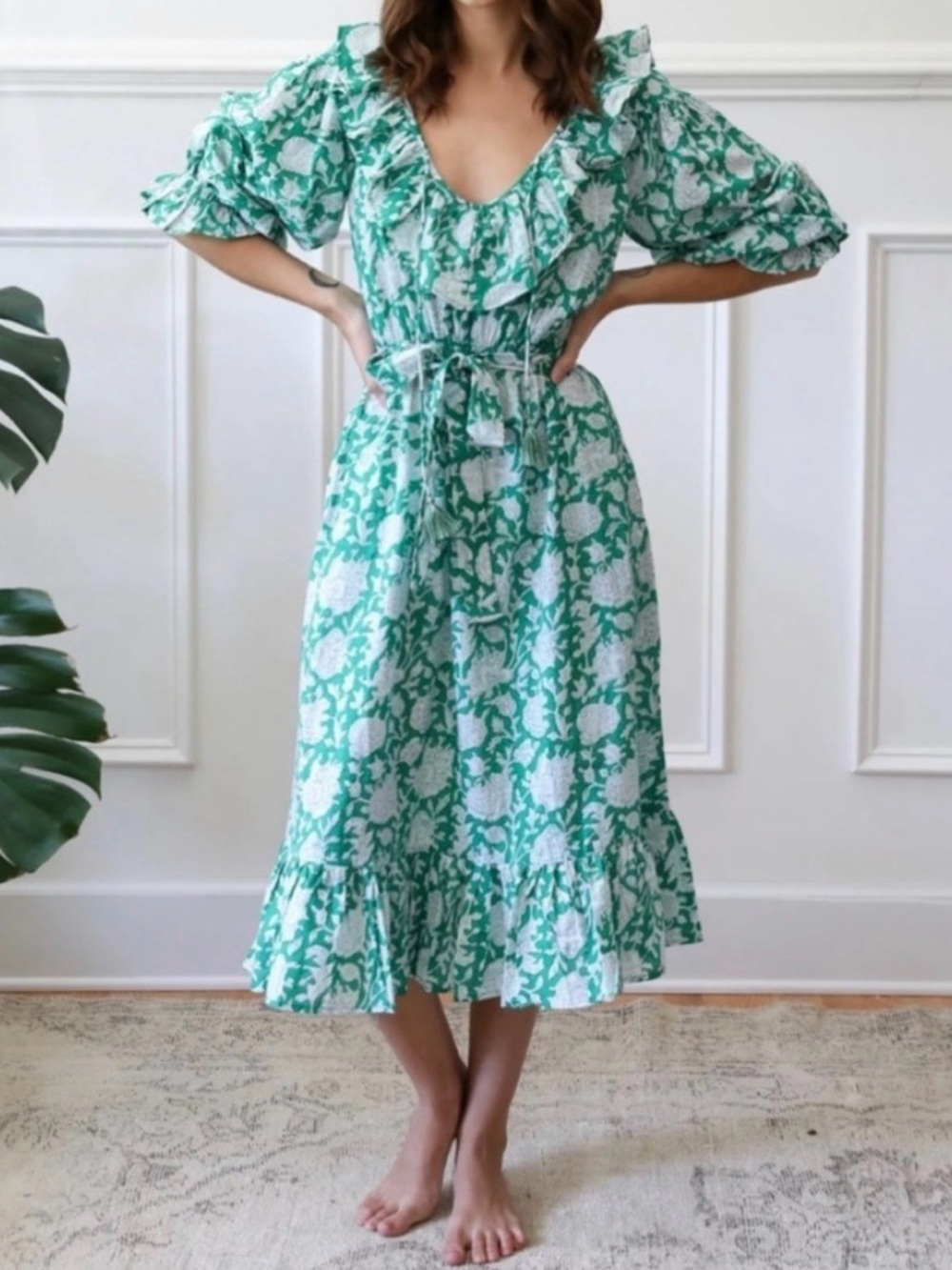 Mille June Dress in Green Zinnia in XS